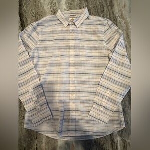 NWOT! Marine Layer Mens M White Blue yellow pink Striped Button Down 100% Cotton